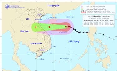 Vị trí và đường của cơn bão số 8.