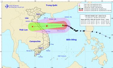 Hướng đi của bão số 8 (Ảnh: Trung tâm dự báo khí tượng thủy văn Quốc gia)