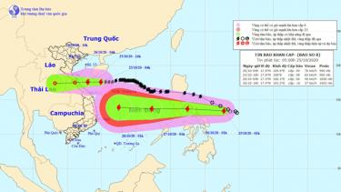 Vị trí và hướng đi của Bão số 8.
