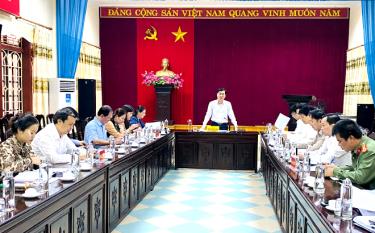 Đồng chí Nguyễn Minh Tuấn - Ủy viên Ban Thường vụ Tỉnh ủy, Trưởng Ban Tuyên giáo Tỉnh ủy phát biểu tại cuộc họp.