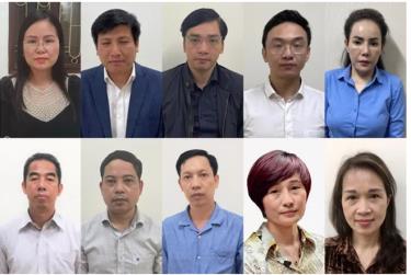 Các bị can trong vụ án bị khởi tố trước đó. Ảnh: Bộ Công an