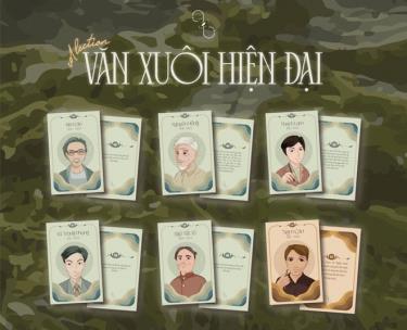 Bộ sưu tập thẻ bo góc được chia theo dòng chảy văn học Việt Nam. (Ảnh: Fanpage Nhã Tự)