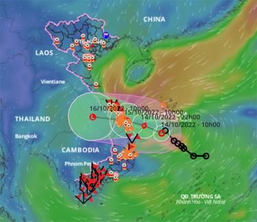 Dự báo hướng đi của bão số 5.