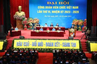 Quang cảnh diễn ra Đại hội Công đoàn Viên chức Việt Nam lần thứ VI. Ảnh: TTXVN