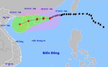 Vị trí và hướng di chuyển của bão số 4. (Nguồn: nchmf.gov.vn)