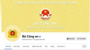Trang thông tin chính thức của Bộ Công an trên nền tàng mạng xã hội Facebook.