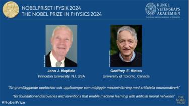 Hai nhà khoa học John Hopfield và Geoffrey Hinton giành giải Nobel Vật lý 2024.