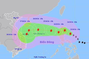 Vị trí và đường đi của bão Trà Mi.