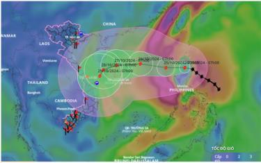 Dự báo đường đi của bão Trà Mi sau khi vào Biển Đông.