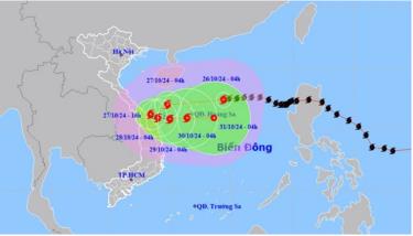 Vị trí và hướng di chuyển của bão số 6.