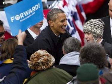 Tổng thống Mỹ Barack Obama vận động tranh cử tại Madison, Wisconsin.