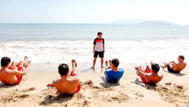 Đội tuyển trong ngày đầu tập luyện tại Nha Trang.