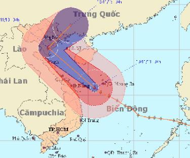 Hướng di chuyển của bão số 14.