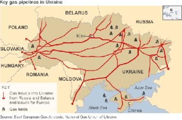 Các hệ thống đường ống vận chuyển khí đốt chủ chốt của Ukraine.

