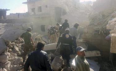 Cảnh đổ nát ở Aleppo, Syria.