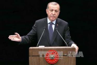 Tổng thống Thổ Nhĩ Kỳ Tayyip Erdogan phát biểu tại một sự kiện ở Ankara ngày 24/11.