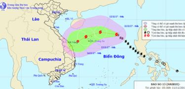 Đường đi của bão số 13.