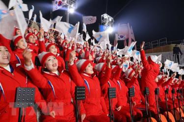 Các cổ động viên Triều Tiên tại Olympic PyeongChang, phía đông Seoul, Hàn Quốc ngày 9/2.