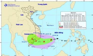 Đường đi của cơn bão số 9.