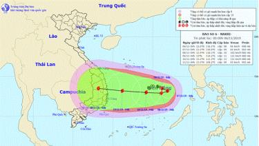 Đường đi và vị trí cơn bão số 6.