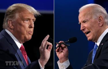 Tổng thống Mỹ Donald Trump (trái) và cựu Phó Tổng thống Mỹ Joe Biden.