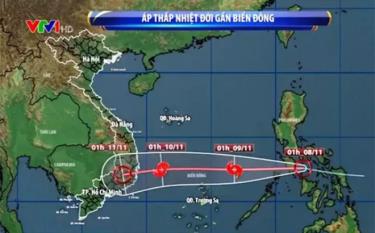 Vị trí và đường đi của áp thấp nhiệt đới.