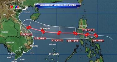 Vị trí và đường đi của bão.