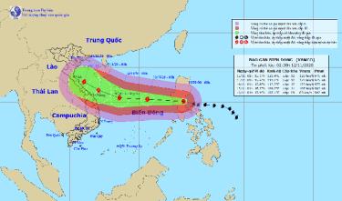 Dự báo hướng đi của bão Vamco