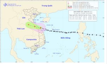 Hướng di chuyển của cơn bão.