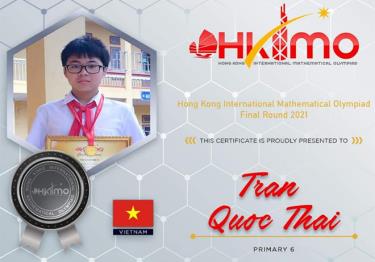 Tran Quoc Thai, a 7th grader of the Lam Giang Secondary School in Van Yen district, has obtained a silver medal at the Hong Kong International Mathematical Olympiad 2021.
