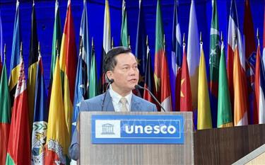 Thứ trưởng Bộ Ngoại giao Hà Kim Ngọc phát biểu tại phiên toàn thể ngày 8/11 tại Đại hội đồng UNESCO khóa 42.