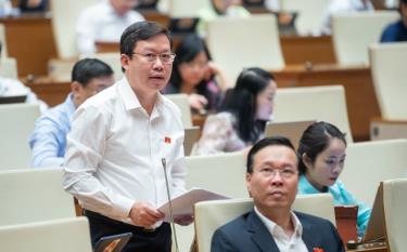 Phó trưởng đoàn đại biểu Quốc hội tỉnh Yên Bái Nguyễn Quốc Luận phát biểu thảo luận tại hội trường sáng 3/11.