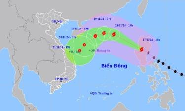 Bão Man-yi giảm 2 cấp, di chuyển nhanh vào Biển Đông. Ảnh: NCHMF