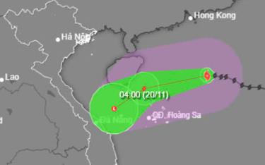 Hình ảnh đường đi cơn bão số 9.