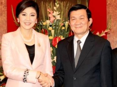 Chủ tịch nước Trương Tấn Sang tiếp Thủ tướng Thái Lan, Yingluck Shinawatra.