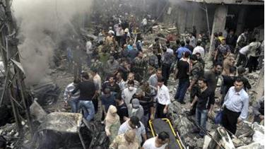 Hiện trường của một vụ đánh bom ở Syria.