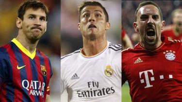 Bộ ba lọt vào vòng chung kết Quả bóng Vàng 2013: Messi, Ronaldo, Ribery.