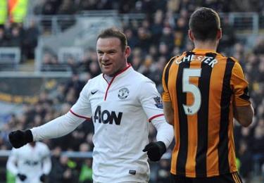 Rooney vui mừng sau khi ghi bàn vào lưới Hull City.
