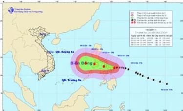 Hình ảnh đường đi và vị trí của bão Hagupit