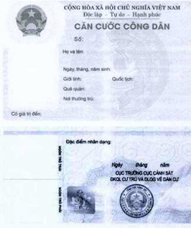 Mẫu thẻ Căn cước công dân.