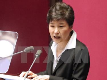 Tổng thống Hàn Quốc Park Geun-hye trong một cuộc họp ở thủ đô Seoul.