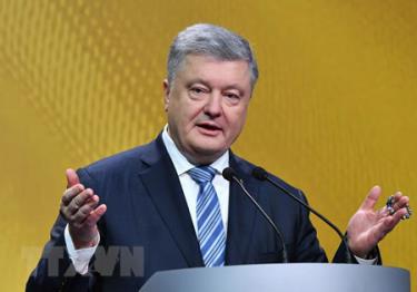 Đương kim Tổng thống Ukraine Petro Poroshenko tại cuộc họp báo ở Kiev.