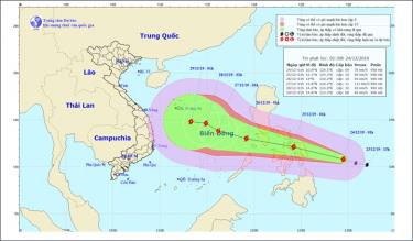 Hình ảnh vị trí và đường đi của cơn bão PHANFONE.