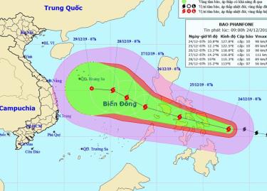 Dự báo vị trí và đường đi của bão PHANFONE.