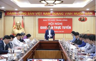 Trưởng ban Tổ chức Trung ương Phạm Minh Chính chủ trì Hội nghị giao ban trực tuyến toàn ngành Xây dựng Đảng tháng 11. Ảnh: Xây dựng Đảng.