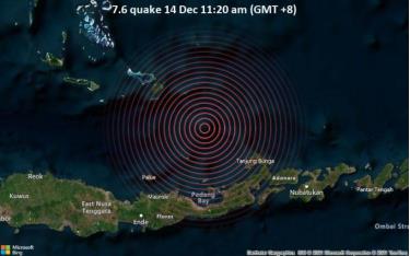 Vị trí xảy ra động đất ngoài khơi Indonesia hôm nay.