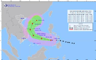 Hướng đi dự kiến của bão số 9