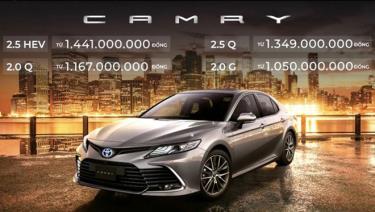 Giá bán các phiên bản Camry 2022.