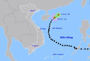 Vị trí và đường đi của áp thấp nhiệt đới.