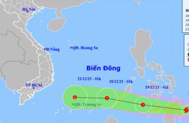 Vị trí và hướng di chuyển của bão Jelawat. Nguồn: Trung tâm Dự báo khí tượng thủy văn quốc gia.